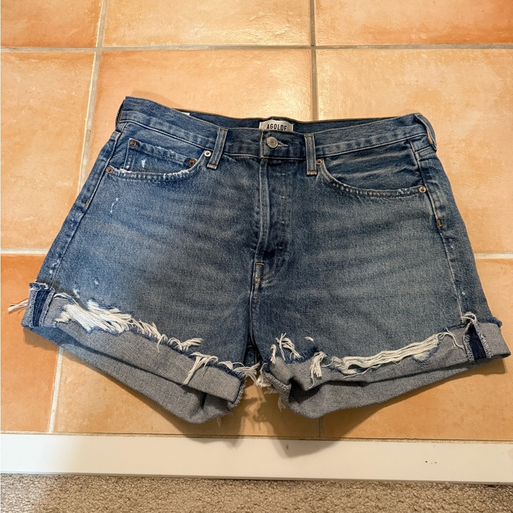 Agolde Distressed Denim Jean Shorts
